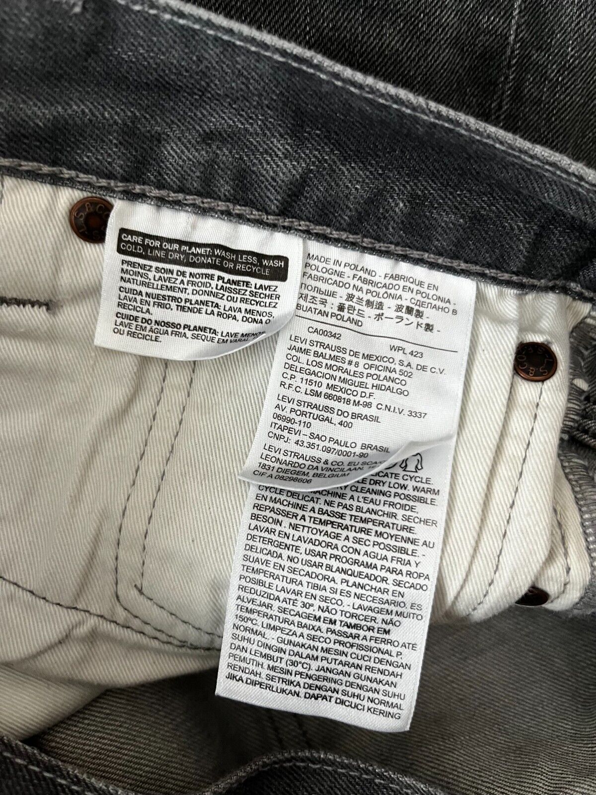 Levis 501 Gray Jeans Mens 34x32 Regular Fit Straight Leg Denim Red Tag