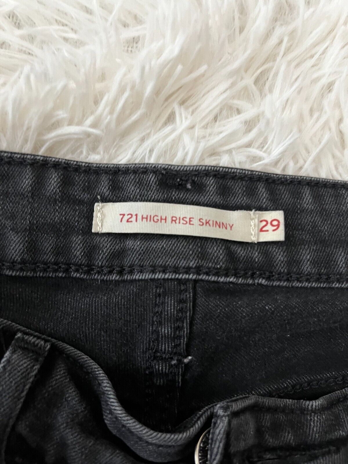 Levis 721 Black Jeans Womens 29x30 High Rise Skinny Fit Denim Pants Black Tab