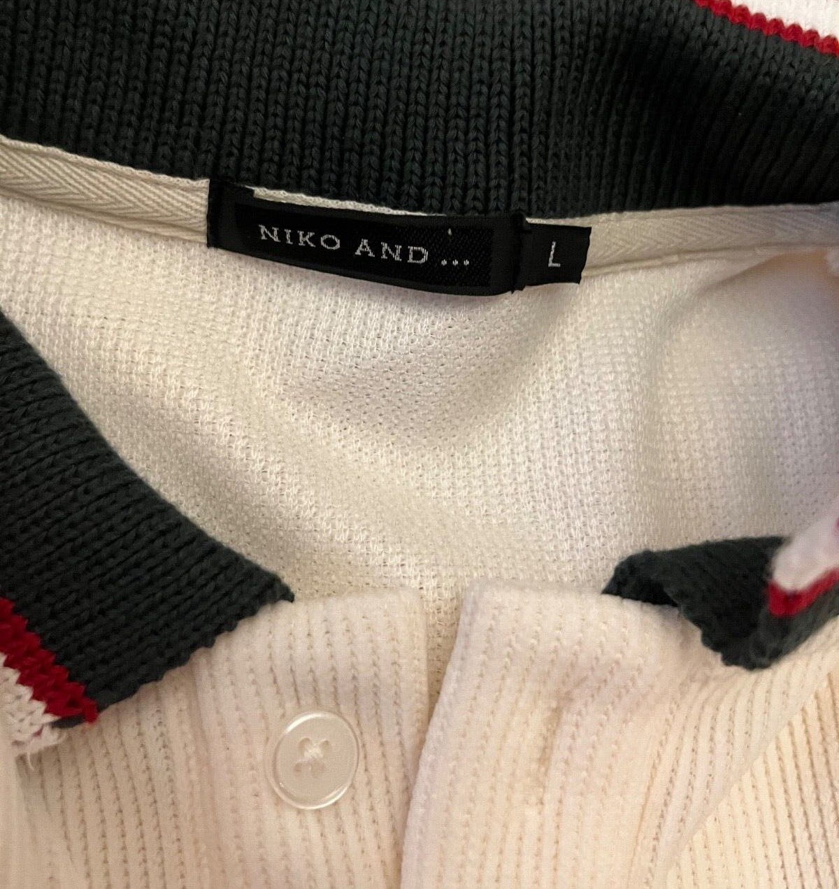 Niko And... Polo Sweater Pullover Old Money Style White Collared Men Size L