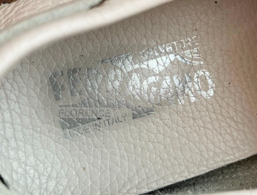 Salvatore Ferragamo Loafers Cabo White Pebbled Leather Side Buckle Size EEE 7