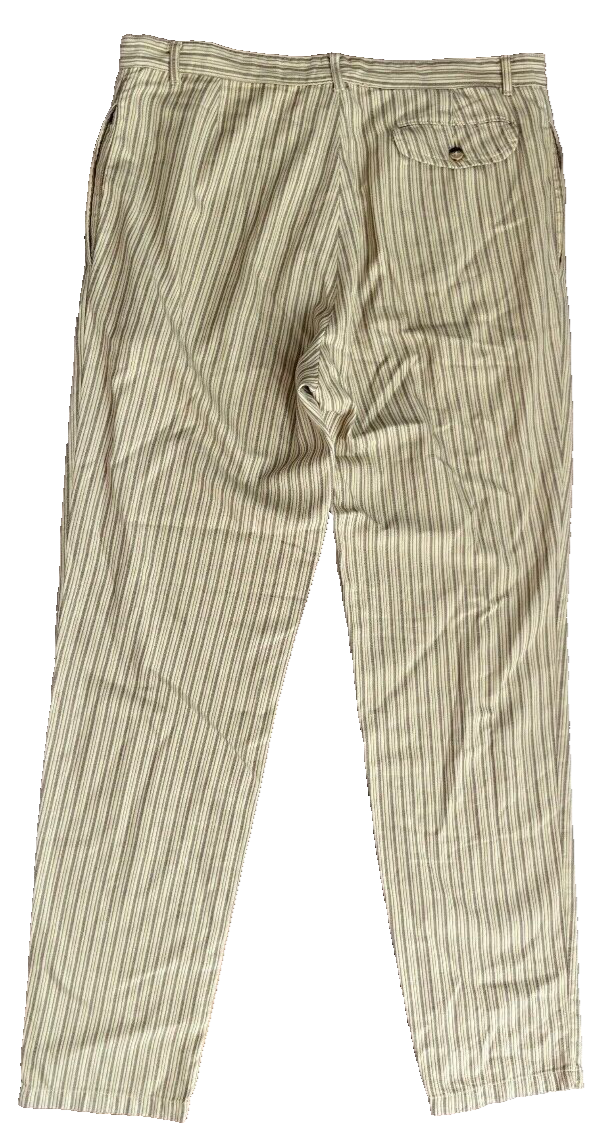 Vintage Romeo Gigli Pinstripe Pants Cotton Khaki Men Size 38 Made in Italy