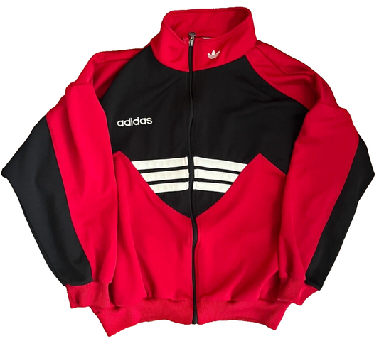 Vintage Adidas Jacket 90s Y2K Full Zip Jumper Color Block Red Black Size Men L