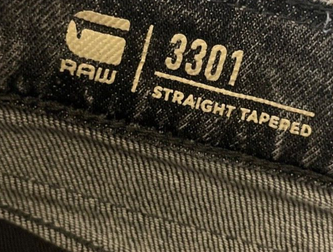 G Star Raw 3301 Jeans Straight Tapered Size Men 33x34 Blue Denim Pants Gray