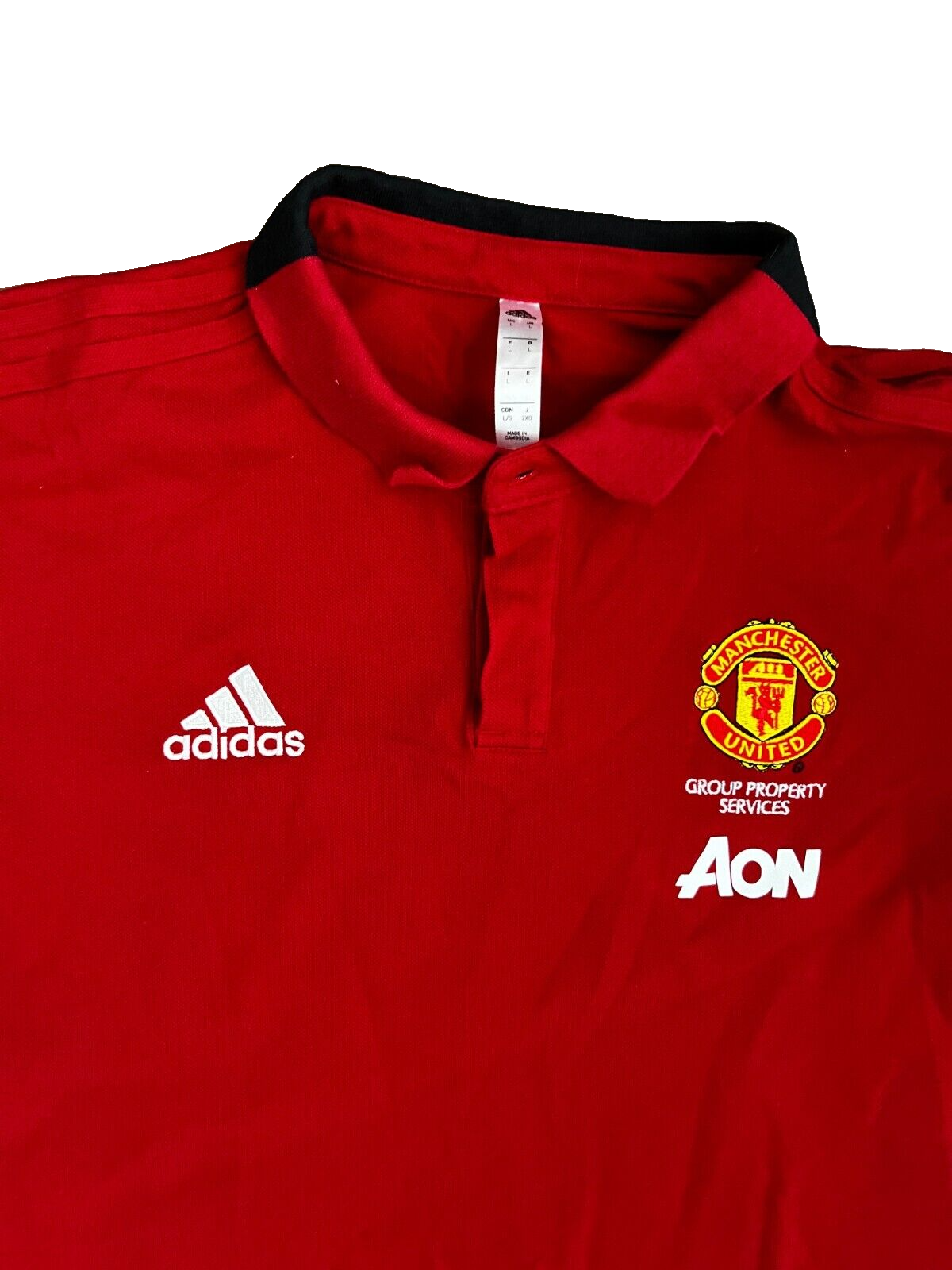 Manchester United Training Polo Shirt Jersey Adidas Camiseta Trikot Mailot L