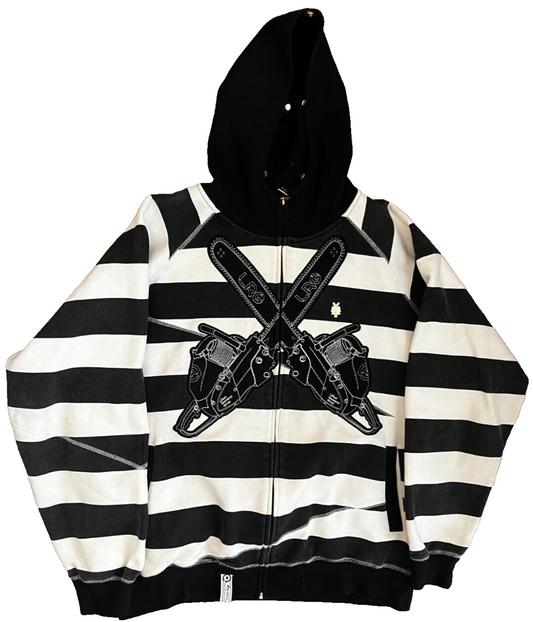 LRG Lifted Research Group Hoodie Full Zip Jacket Sweater Striped Men Size 2XL