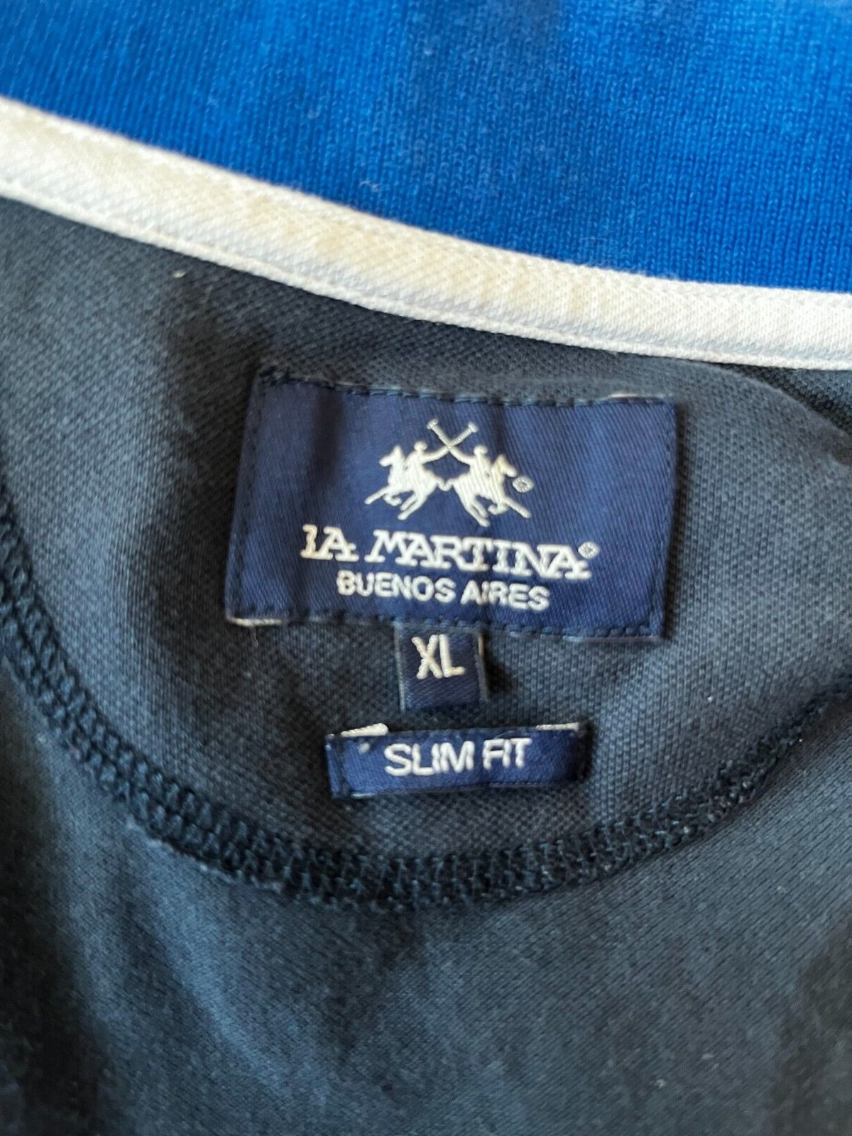 La Martina Buenos Aires Polo Shirt Blue Slim Fit Size Men XL