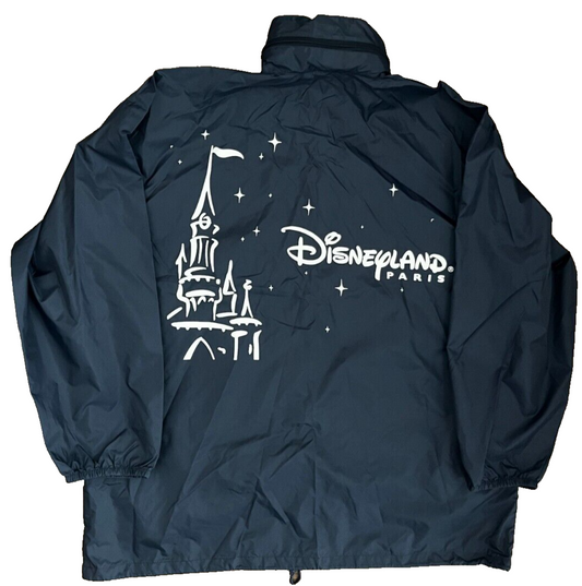 Vintage Disneyland Paris Jacket Navy Windbreaker Men Size M Oversized Full Zip