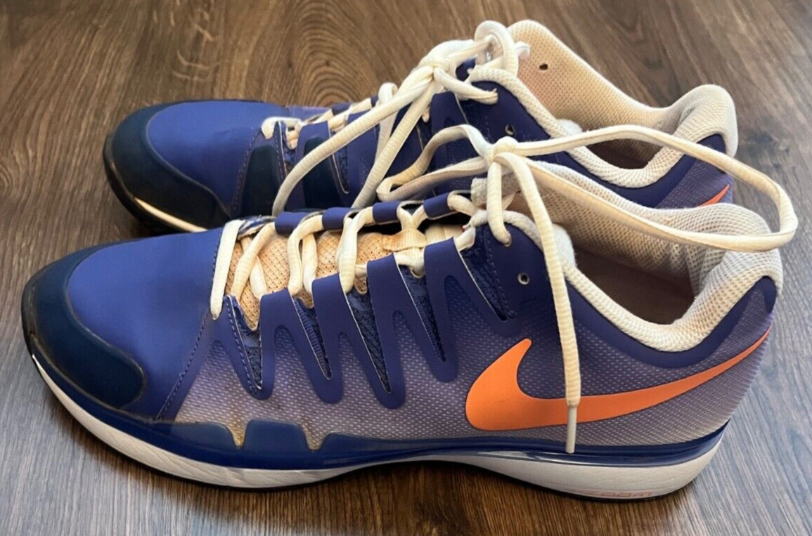 Nike Air Zoom Vapor 9.5 Tour Tennis Shoes Blue Orange Federer Size Men 42.5