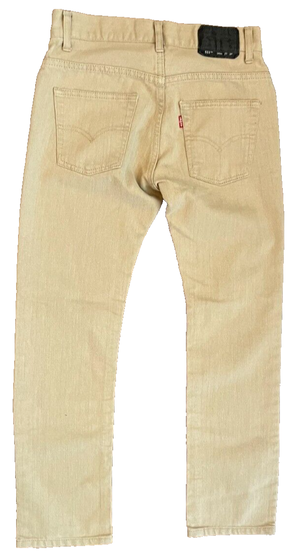Levis 511 Beige Jeans Mens 27x27 Slim Fit Straight Leg Denim Red Tab