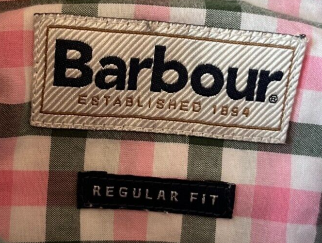 Barbour Button Up Shirt Regular Fit Checkered Cotton Long Sleeve Size Men M