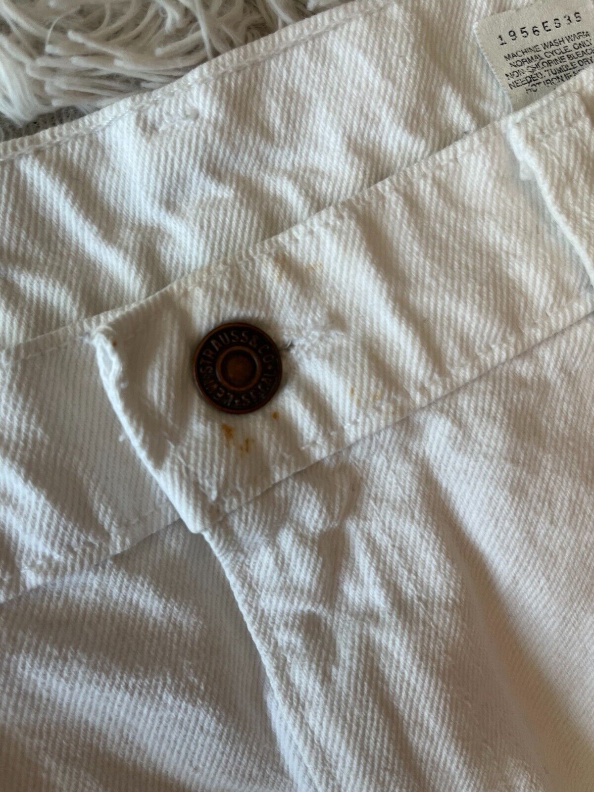 Vintage Levis 505 White Jeans Mens 38x32 Slim Fit Straight Leg Denim Orange Tab