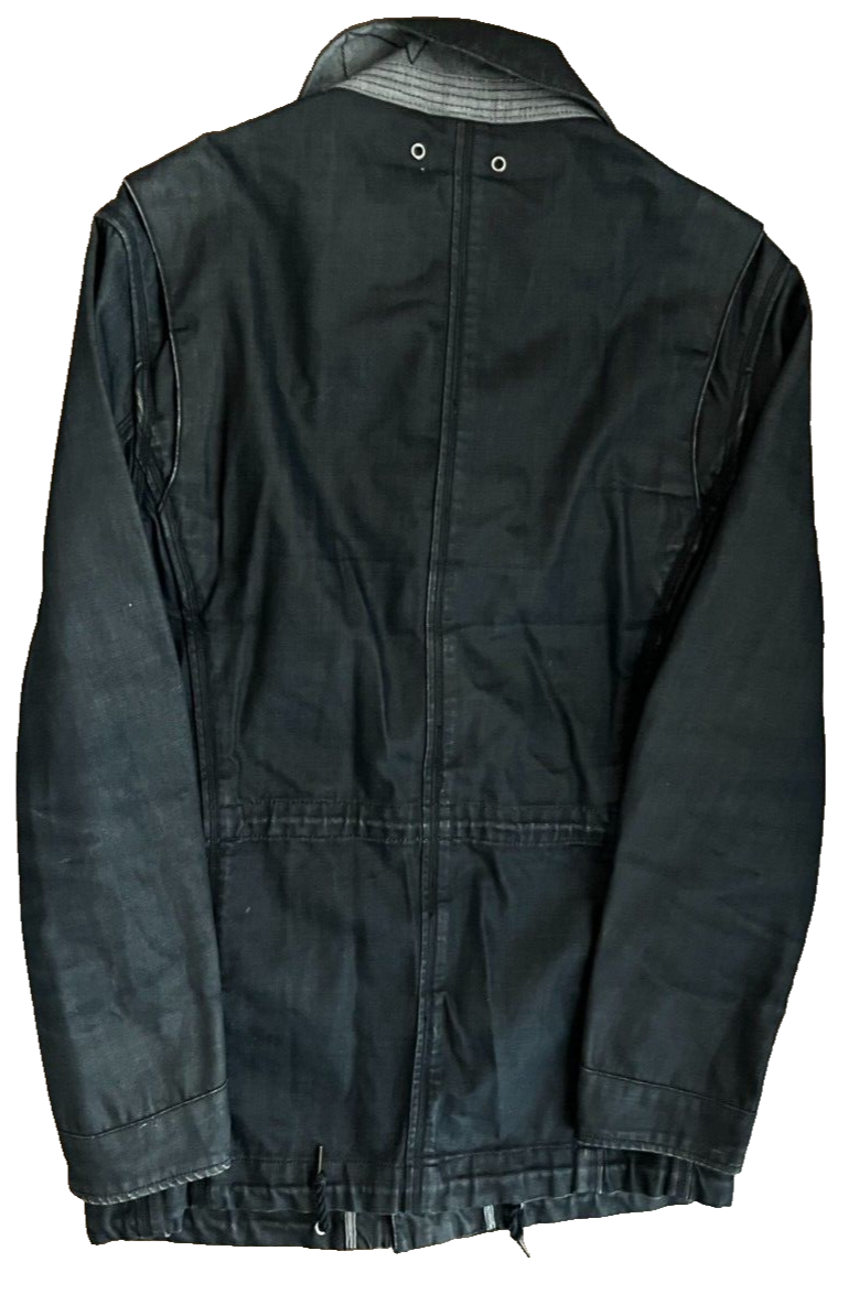 Levis Denim Long Jacket Military Waxed Dark Wash Pockets Size Men S