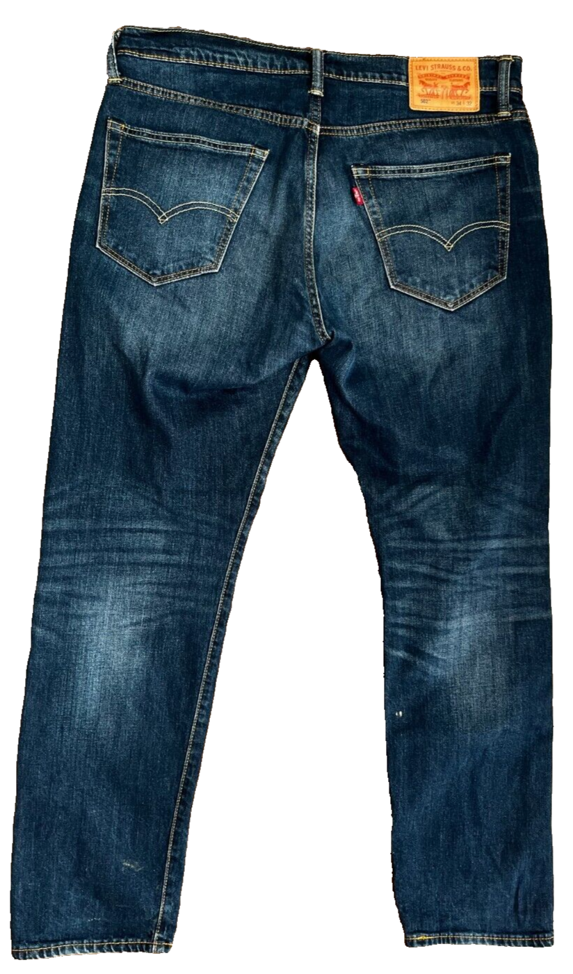 Levis 502 Blue Jeans Mens 34x32 Regular Fit Straight Leg Denim Red Tab