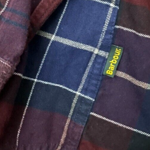 Barbour Tailored Fit Button Up Shirt Cotton Classic Tartan Men Size M