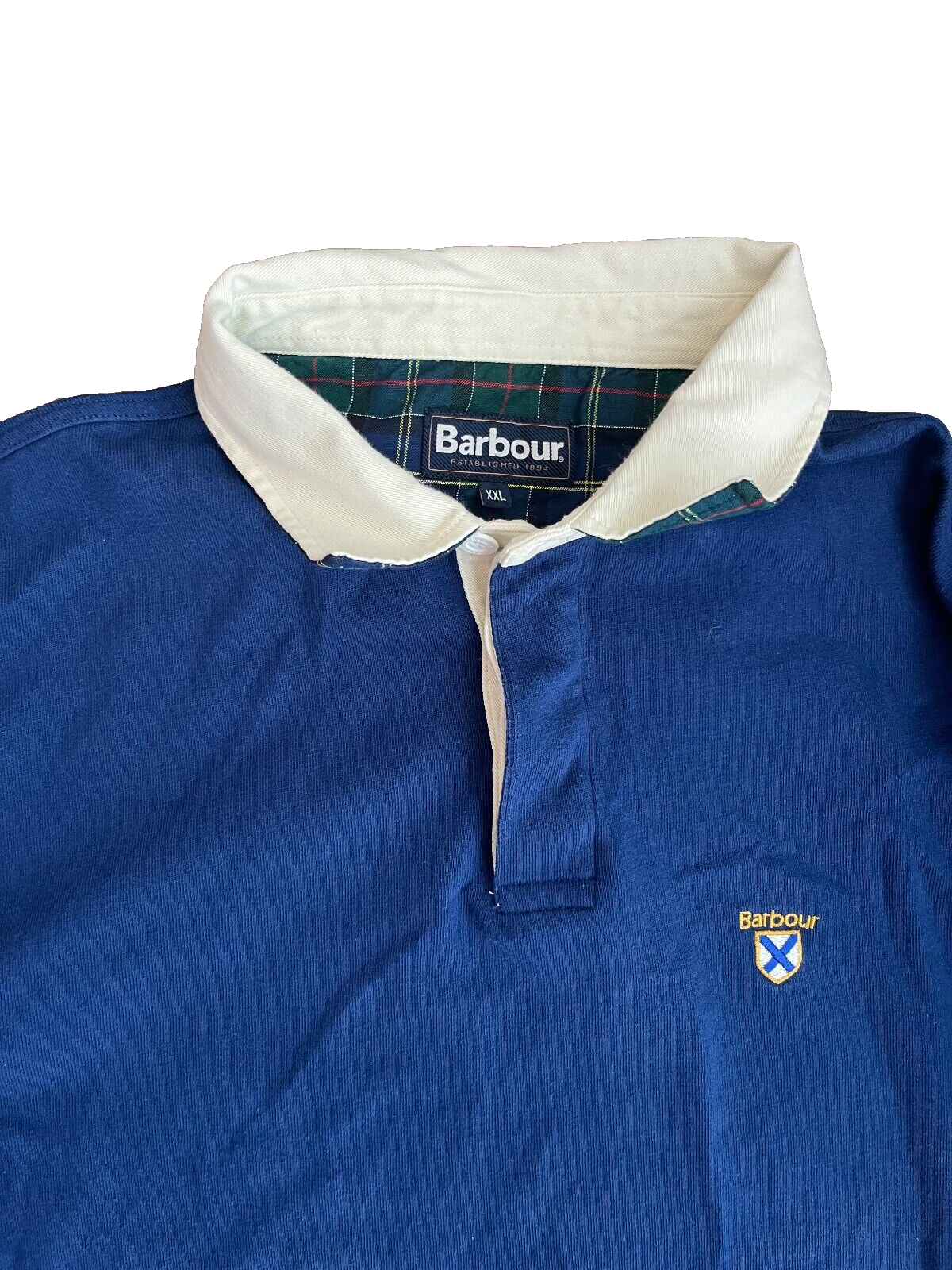 Barbour Polo Shirt Long Sleeve Cotton Blue Size Men XXL