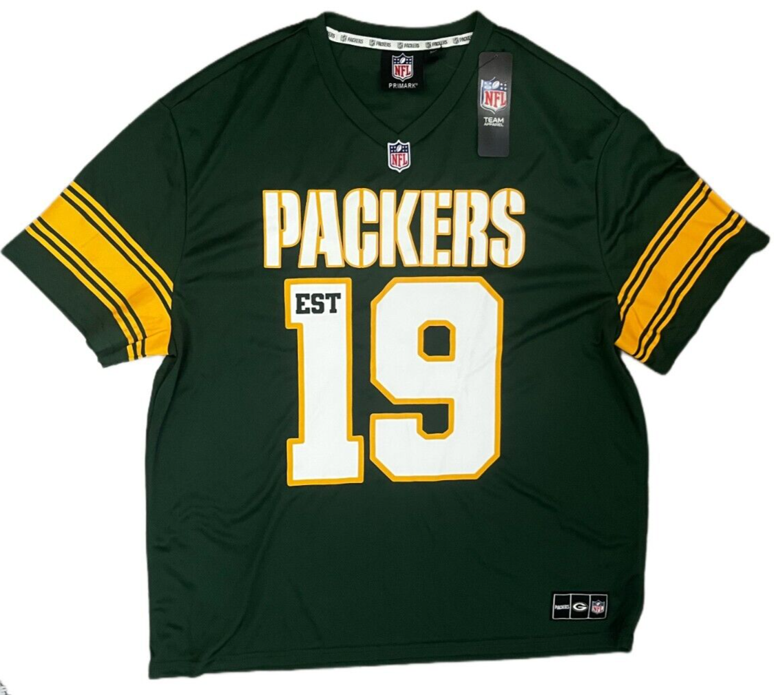 BNWT Green Bay Packers Primark Shirt Jersey NFL Camiseta Trikot Mailot Size XL