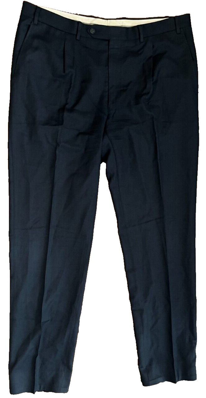 Canali Dress Pants Men Size 54 Black Pure Wool Trousers Made in Italy