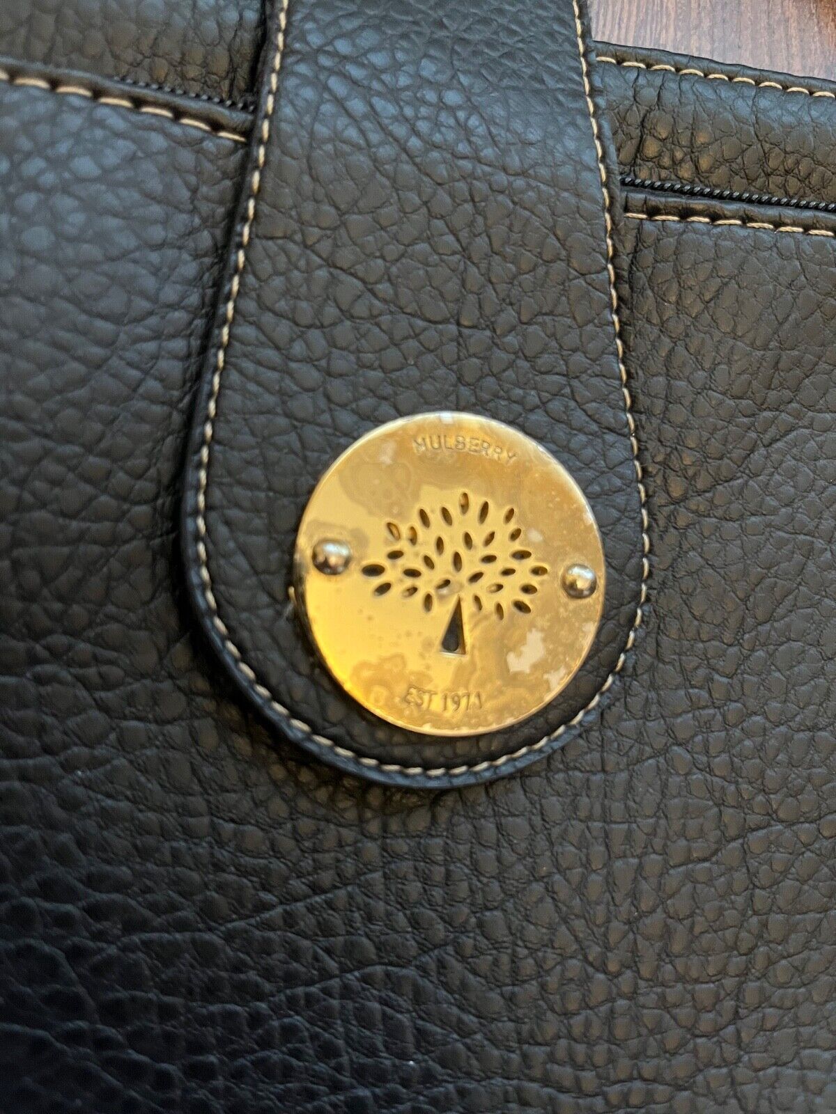 Mulberry Bag Crossbody Leather Black Daria Logo Strap