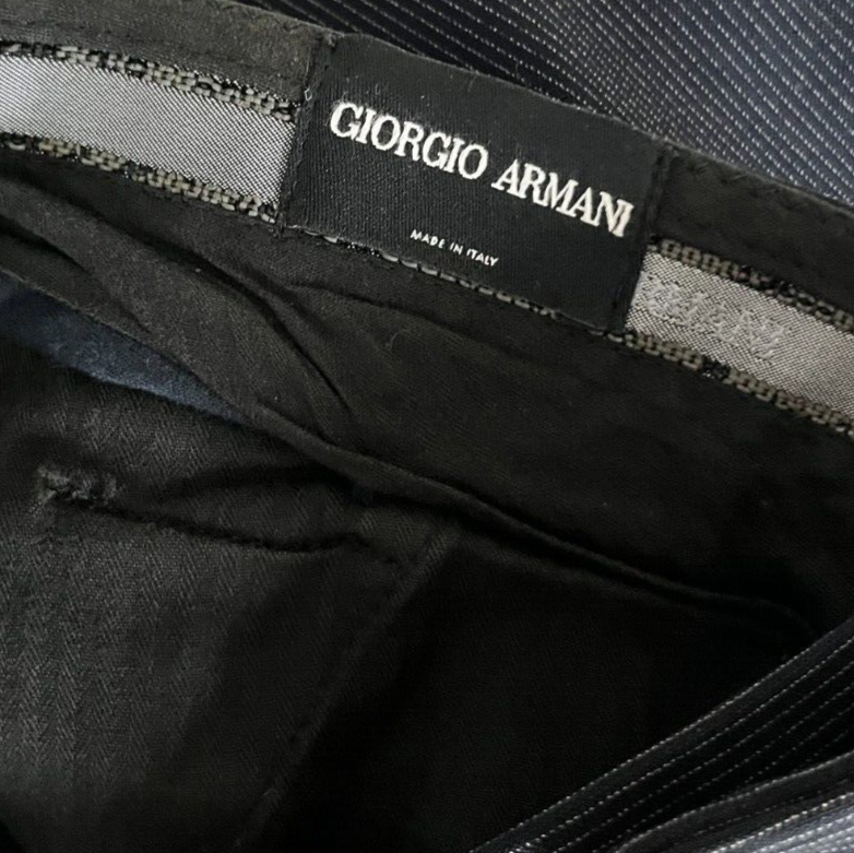 Vintage Giorgio Armani Black Straight Suit Men Pants Made in Italy