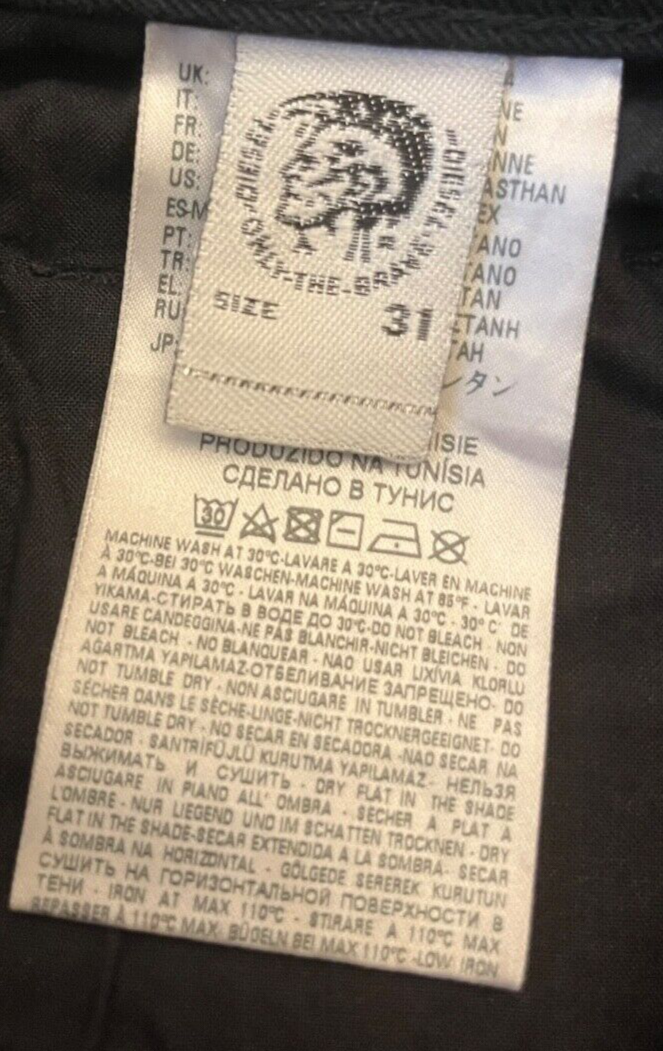 Diesel Thommer Jeans Black Denim Slim Skinny Size Men 31