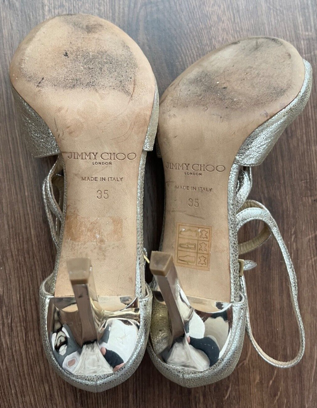 Jimmy Choo Lance 100 Glitter Leather Heel Shoes Pointy Toe Pumps Women Size 35