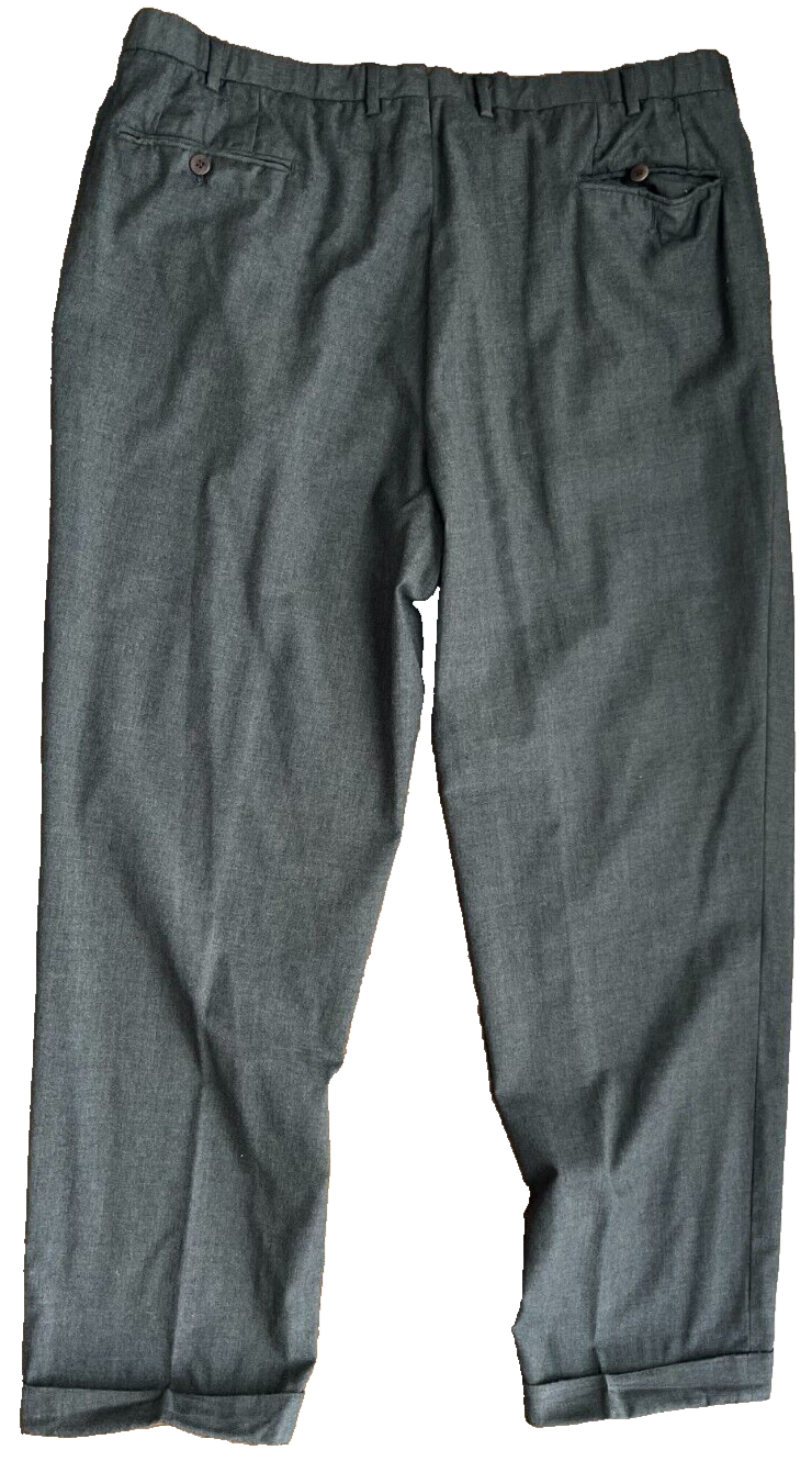 Brioni Dress Suit Pants Gray Trousers Delta Wool Men Size 49R Straight Leg Hem