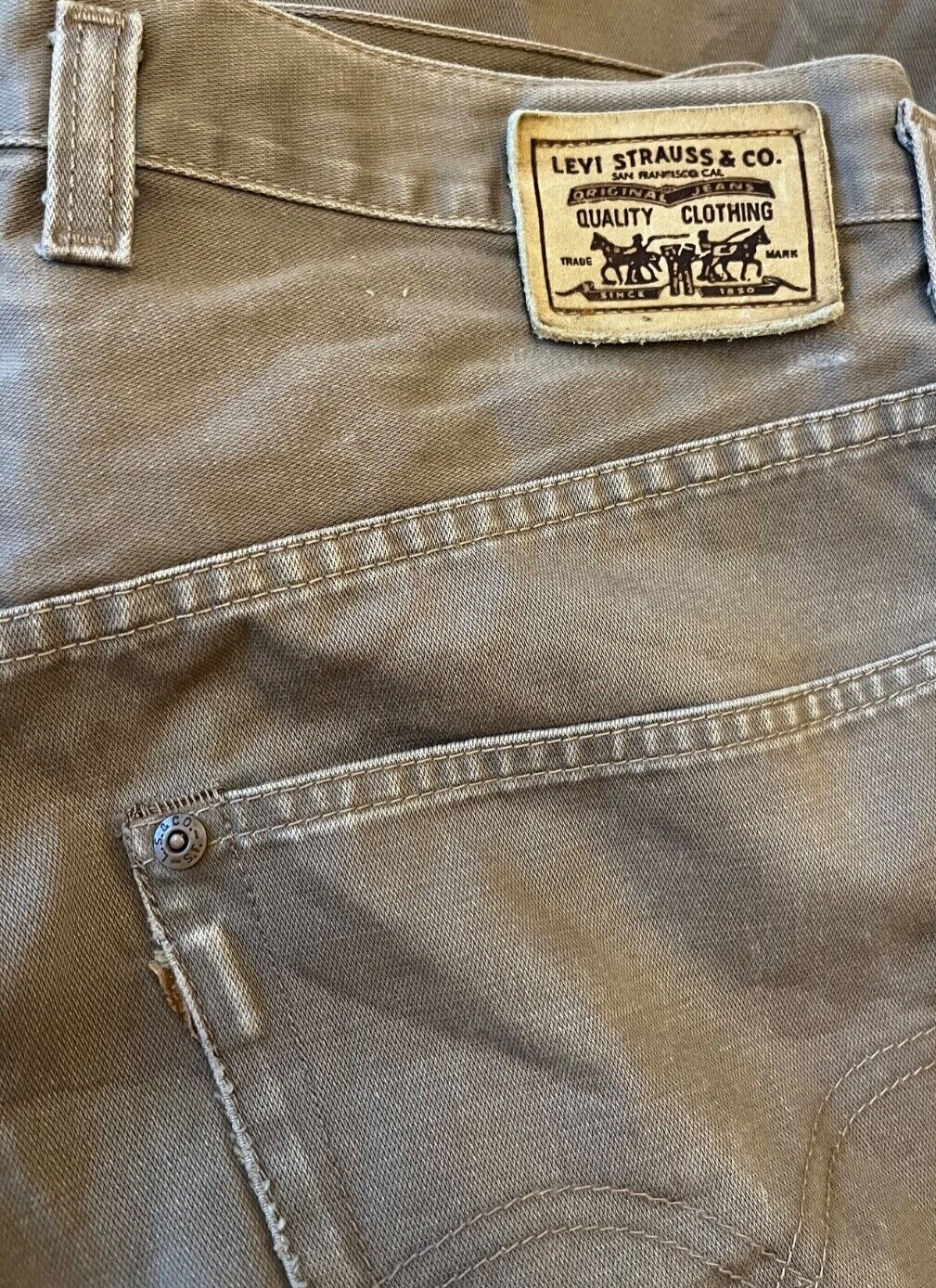 Vintage Levis Jeans Denim Gray Men Size 35x34 Button Fly Made in Spain