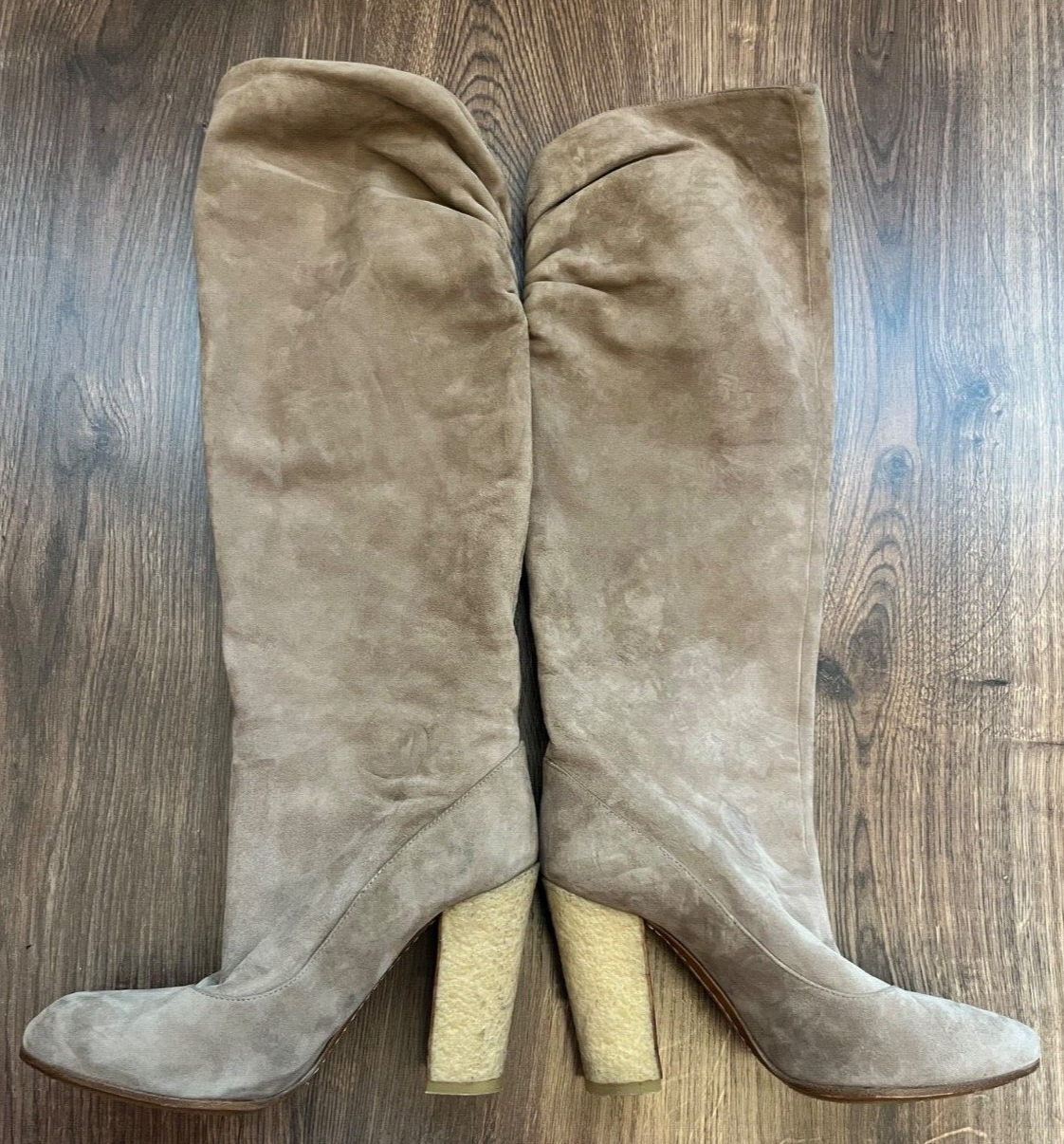 Moschino Cheap And Chic Knee Boots Shoes Leather Pull On Heels Size Women 36