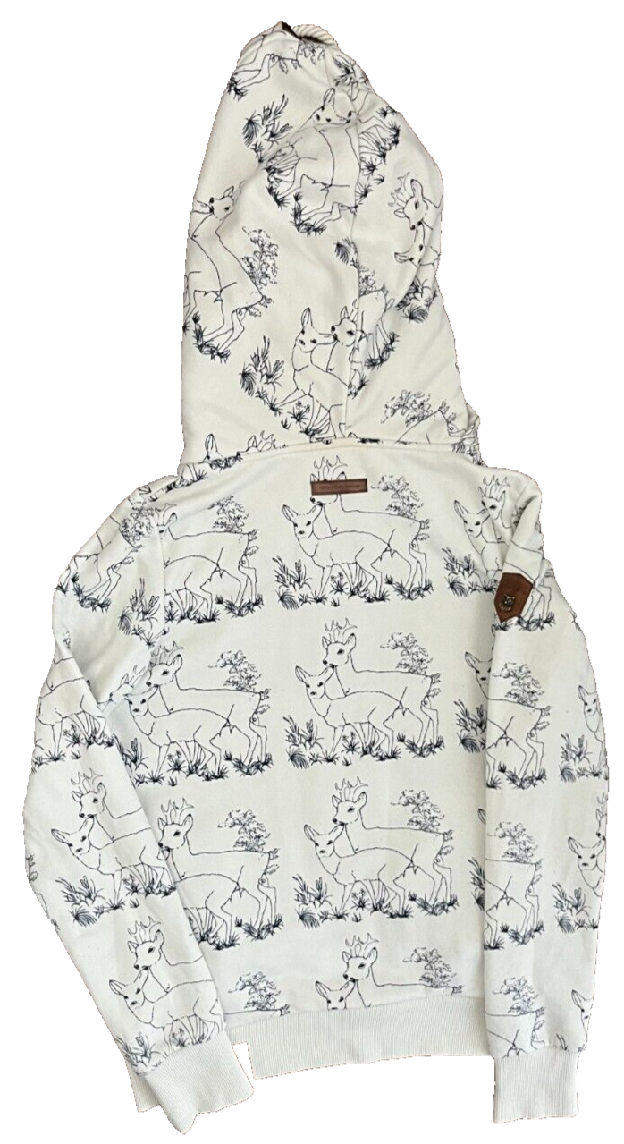 Naketano Deer Print Hoodie Women Sweatshirt Sweater Pullover Size XL
