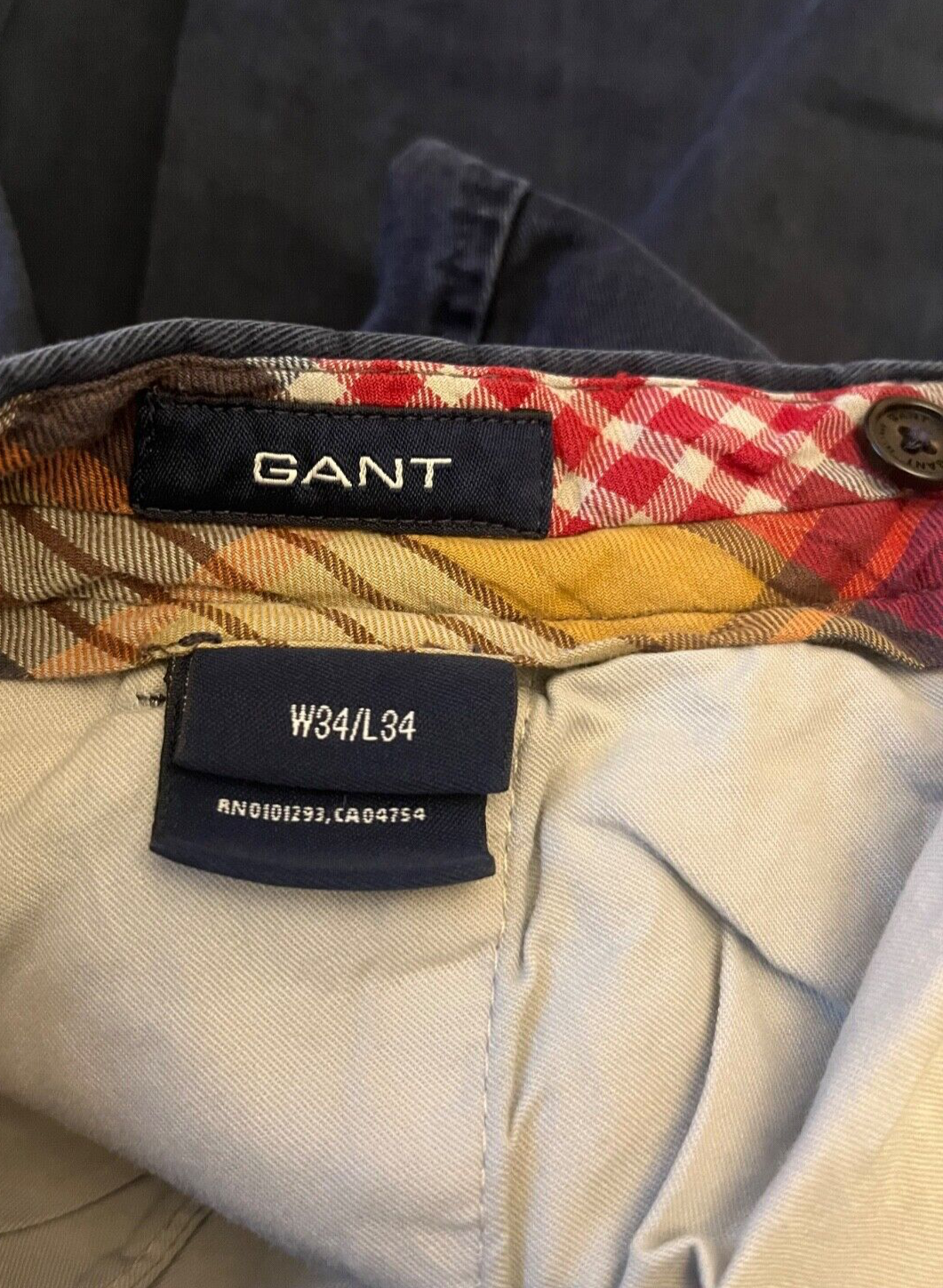 Gant New Haven Chino Pants Trousers Men Size 34x34 Normal Waist Regular Fit