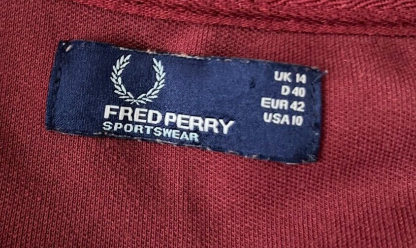 Fred Perry Full Zip Track Jacket Womens Size 10 Red Casual Sportswear Top