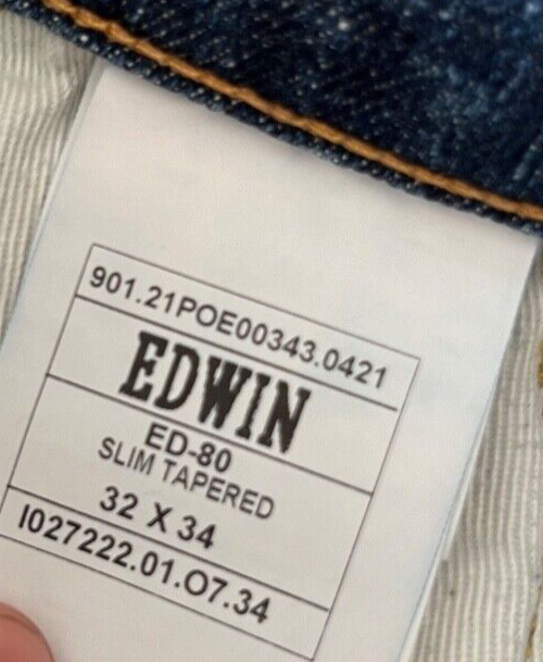 Edwin Japanese Denim Jeans Blue Men Size 32x34 Slim Tapered ED-80
