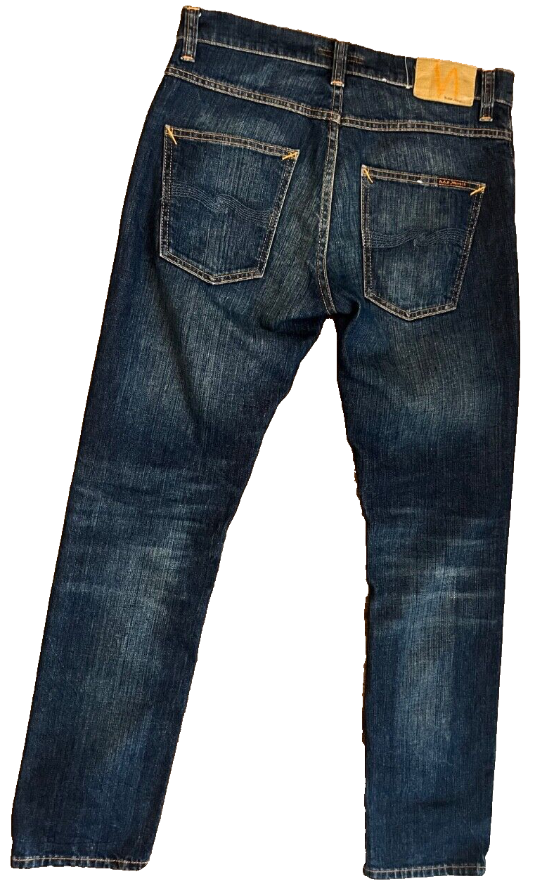 Nudie Jeans Blue Mens 31x30 Slim Fit Stretch Organic Raw Cotton Denim Grim Trim