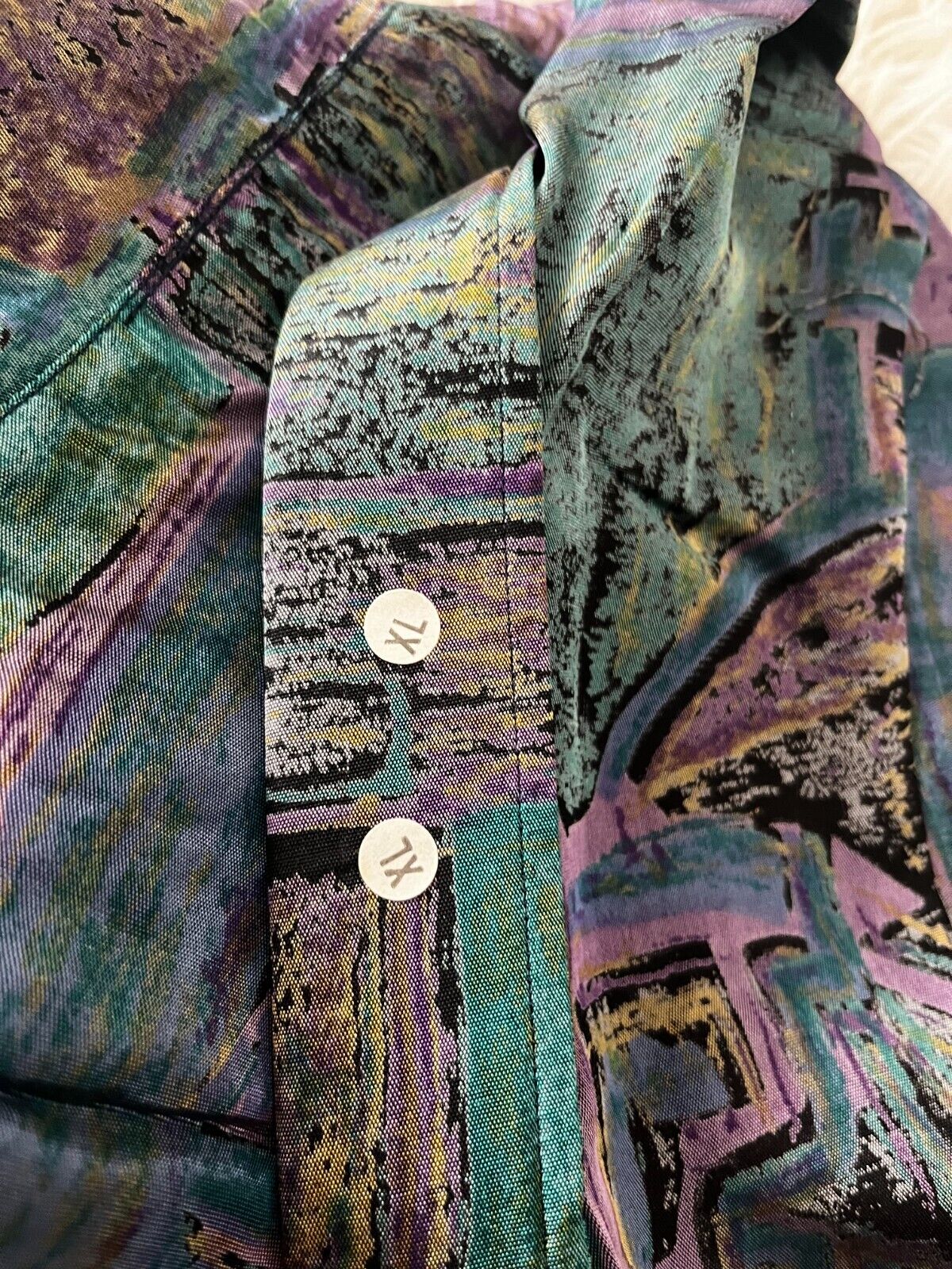 Vintage Christian Dior 70s Button Up Short Sleeve Shirt Silk Seide Men Size XL