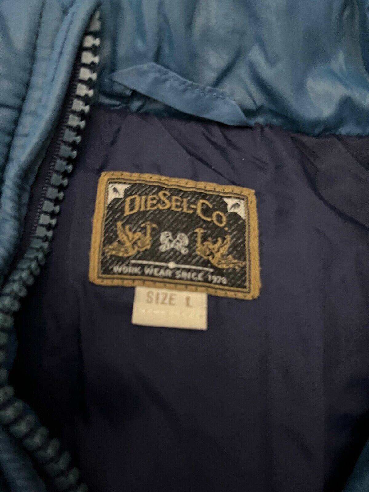 Vintage Diesel x Teflon DuPont Puffer Duck Down Jacket Blue Sudadera Size Men L