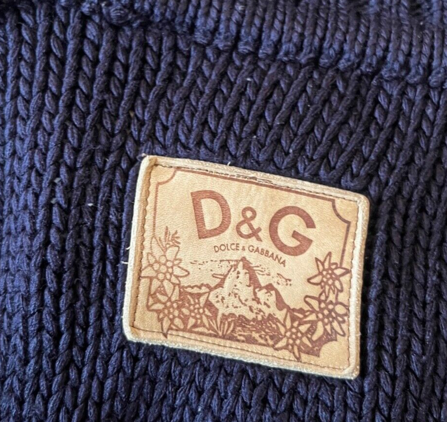 Vintage Dolce Gabbana Sweater Blue Knit Jacket Full Zip Men Size L