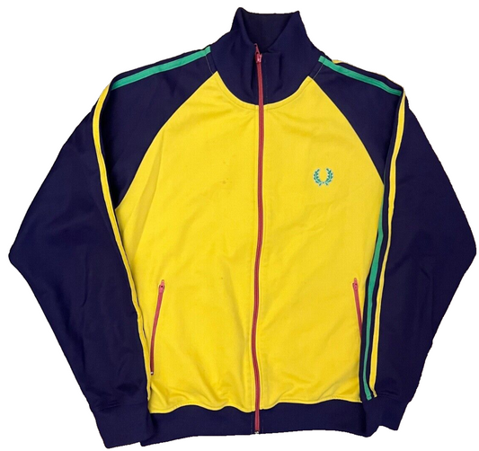 Vintage Fred Perry Track Jacket Full Zip Cotton Blend Streetwear Men Size M