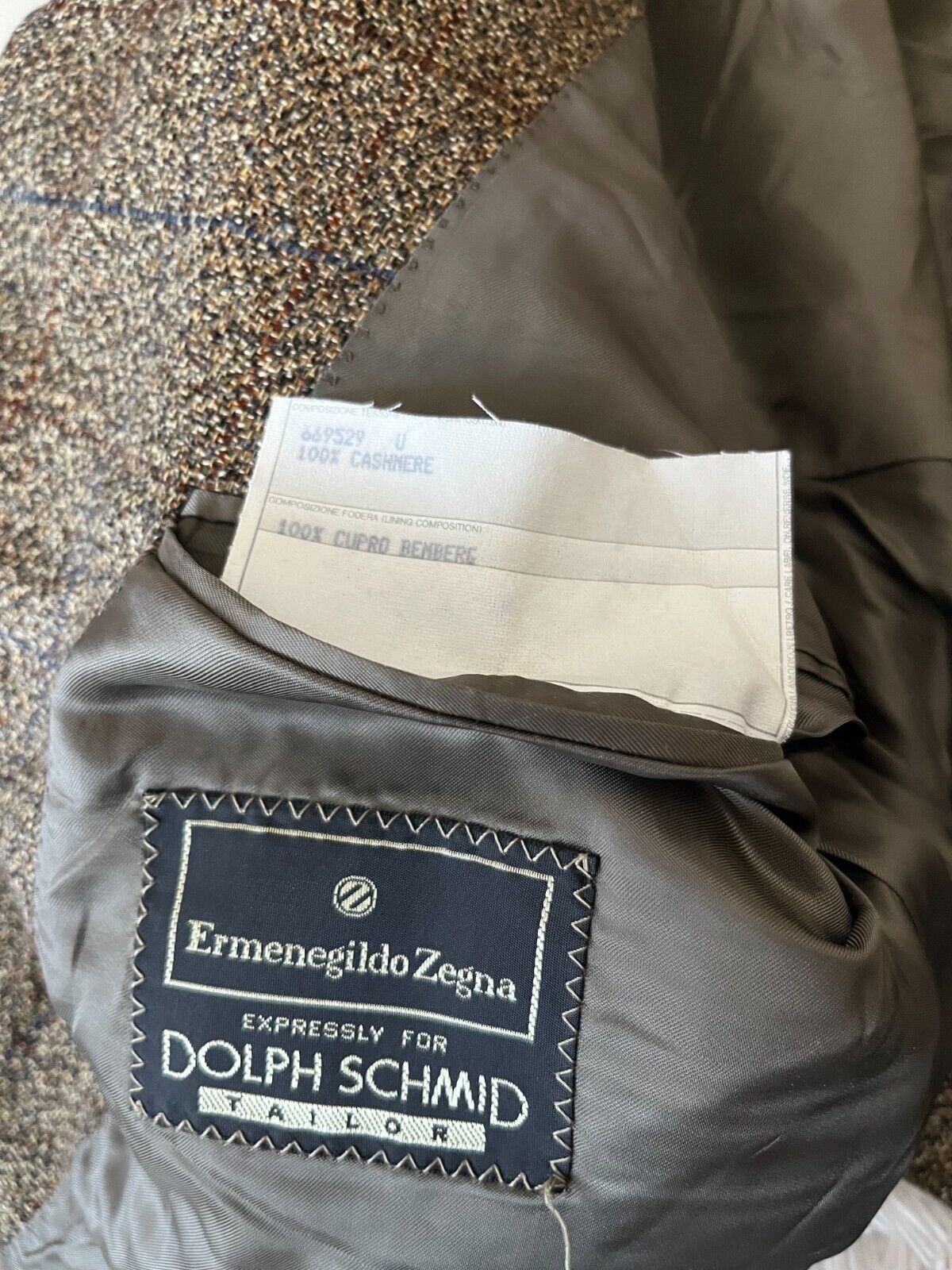 Ermenegildo Zegna Brown Green Suit Jacket Blazer 100% Pure Cashmere Tailored