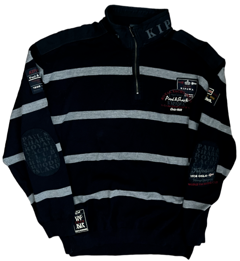 Paul Shark Yachting Jacket Sweater Wool 1/4 Zip Men Size 3XL Check Measurments