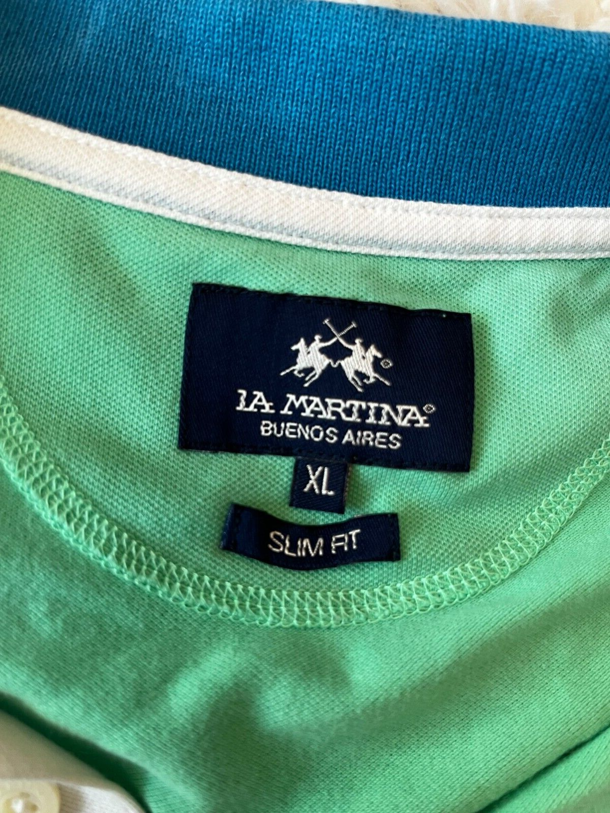 La Martina Buenos Aires Polo Shirt Green Slim Fit Size Men XL