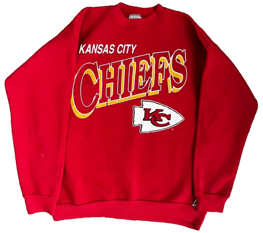 Vintage Kansas City Chiefs NFL Sweater Pullover Logo 7 Sweatshirt Size Men L
