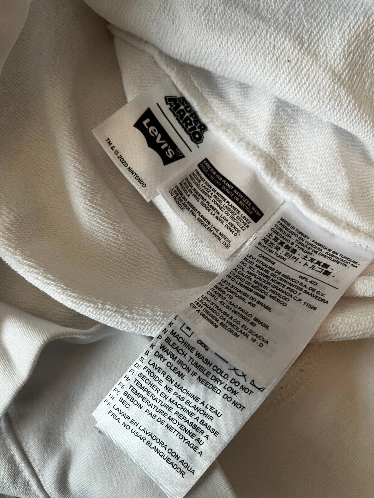 Levis Hoodie Mario Nintendo Sweater Sweatshirt Pullover White Size Men M