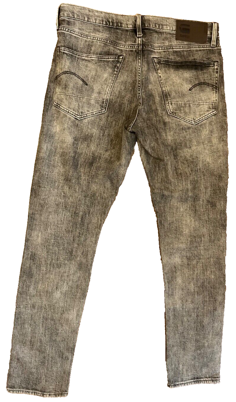G Star Raw 3301 Jeans Straight Tapered Size Men 33x34 Blue Denim Pants Gray
