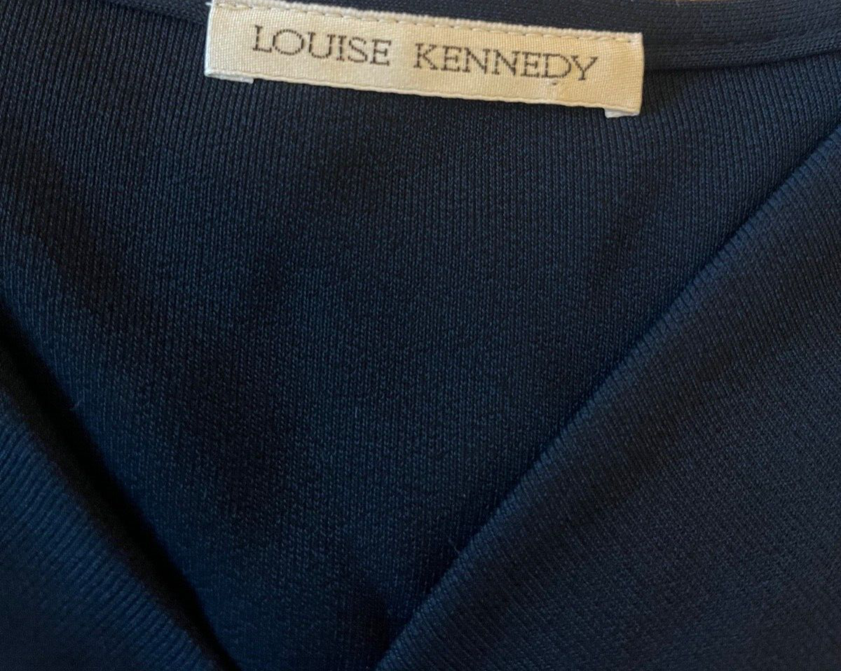 Louise Kennedy Blue Dress V Neck Sleeveless Flare Blue Size Women S