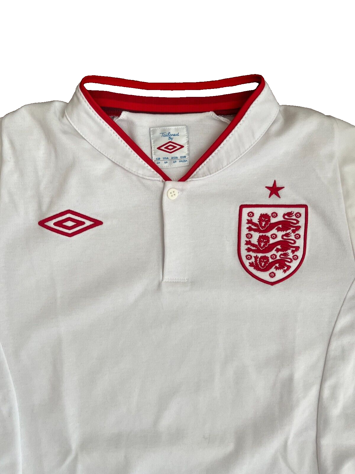 England Football Jersey Home Shirt 2012 Euro Umbro Size Men 40 Medium