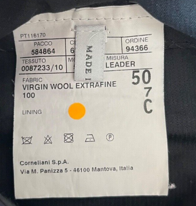 Corneliani Suit Pants Men Size 50 Trousers Virgin Wool Extrafine