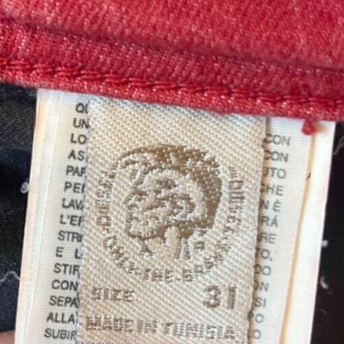 Diesel Industry Red Jeans Men Size 31 Slim Fit Stretch Straight Leg Denim