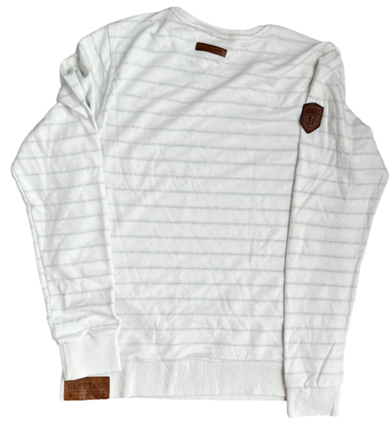 Naketano Sweater Sweatshirt Pullover Crewneck White Striped Men Size XL