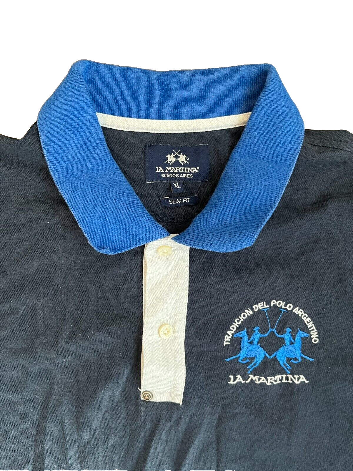 La Martina Buenos Aires Polo Shirt Blue Slim Fit Size Men XL