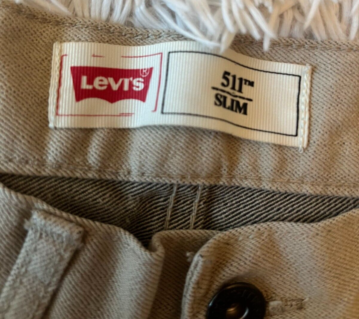Levis 511 Beige Jeans Mens 27x27 Slim Fit Straight Leg Denim Red Tab